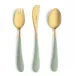 Alice 3-pc Children's Flatware Set (Knife, Fork, Spoon) - Celadon Gold Matte