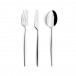 Solo Steel Polished 130 pc Set (12 each: Dinner Knives, Dinner Forks, Table Spoons, Tea Spoons, Mocha Spoons, dessert Knives, dessert Forks, dessert Spoons, fish Knives, fish Forks; 1 each: soup Ladle, carving Knife, Serving Fork, Serving Spoon, 2-pc salad Serving Set, gravy Ladle, cheese Knife, sugar Ladle, cake Server) (Special Order)