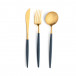 Goa Blue Handle/Gold Matte Pastry Fork 6.9 in (17.5 cm)
