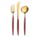 Goa Red Handle/Gold Matte Dessert Spoon 7.1 in (18 cm)