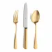 Atlantico Gold Matte 115 pc Set Special Order (12x: Dinner Knives, Dinner Forks, Table Spoons, Coffee/Tea Spoons, Dessert Knives, Dessert Forks, Dessert Spoons, Fish Knives, Fish Forks; 1x: Soup Ladle, Serving Spoon, Serving Fork, Sauce Ladle, Pie Server, Salad Set)