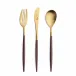 Mio Brown Handle/Gold Matte Chopstick Set 8.9 in (22.5 cm)