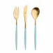 Mio Turquoise Handle/Gold Matte Pastry Fork 6.9 in (17.5 cm)