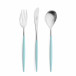 Mio Steel Turquoise Handle/Steel Matte Salad Serving Set 11.4 in (29 cm)