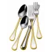 Le Perle Gold 5 Pc Setting (Table Knife, Table Fork,  Medium Teaspoon, Dessert Fork, Dessert Spoon)