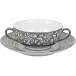 Tolède Platinum White Breakfast/Cream Soup Saucer Diam 7.1 in