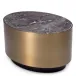 Side Table Porter Oval Brushed Brass Finish Grey Marble