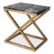 Side Table Criss Cross Brushed Brass Finish Grey Marble