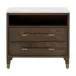 Cambria 2-Drawer Nightstand Dutch Brown Oak, Bianco Marble, Aged Brass