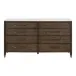 Cambria 8-Drawer Double Dresser Dutch Brown Oak, Bianco Marble, Aged Brass