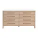 Cambria 8-Drawer Double Dresser - Natural Oak, Bianco Marble, Aged Brass