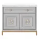 Azure Carrera Media Chest Dove Gray, White Carrera Marble, Brushed Gold