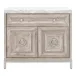 Azure Carrera Media Chest Natural Gray Acacia, White Carrera Marble, Brushed Stainless Steel