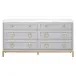 Azure Carrera 6-Drawer Double Dresser Dove Gray, White Carrera Marble, Brushed Gold