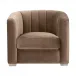 Bronx Caramel Velvet Natural Gray Oak Channel Back Sofa Chair