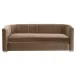 Bronx Caramel Velvet Natural Gray Oak Channel Back Sofa 87"