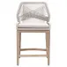 Loom Outdoor Counter Stool Taupe & White Flat Rope, Performance Pumice, Gray Teak Indoor/Outdoor