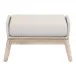 Loom Outdoor Footstool Taupe & White Flat Rope, Performance Pumice, Gray Teak Indoor/Outdoor