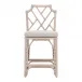 Bayview Taupe & White Flat Rope Performance Pumice Washed Ever Teak Outdoor Counter Stool