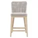 Mesh Outdoor Counter Stool Taupe & White Flat Rope, Gray Teak, Performance Pumice Indoor/Outdoor