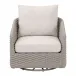 Caspian Taupe Oval Rope Performance Ecru Weave Outdoor Swivel Rocker Sofa Chair