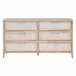Malay 6-Drawer Double Dresser White Wash Abaca Rope, Natural Gray Mahogany