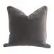 The Not So Basic 20" Essential Pillow, Set of 2 Dark Dove Velvet, Whiskey Brown Top Grain Leather Piping