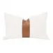 The Split Decision 20" Essential Lumbar Pillow, Set of 2 Performance Boucle Snow, Whiskey Brown Top Grain Leather Stripe