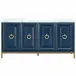 Azure Carrera Media Sideboard White Carrera Marble, Navy Blue, Brushed Gold