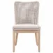 Mesh Outdoor Dining Chair, Set Of 2 Taupe & White Flat Rope, Gray Teak, Performance Pumice