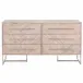 Mosaic 6-Drawer Double Dresser Natural Gray Acacia, Brushed Stainless Steel
