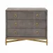 Strand Shagreen 3-Drawer Nightstand Gray Shagreen, Brushed Gold