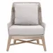 Tapestry Outdoor Club Chair Taupe & White Flat Rope, Taupe Stripe, Performance Pumice, Gray Teak