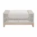 Tropez Outdoor Ottoman Taupe & White Flat Rope, Performance Pumice, Gray Teak