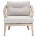 Web Outdoor Club Chair Taupe & White Flat Rope, Performance Pumice, Gray Teak