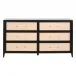 Holland 6-Drawer Double Dresser Matte Black, Natural Rattan