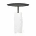 Cronos End Table Polished White Marble