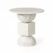 Neda End Table Polished White Marble