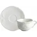 Rocaille White Tea Cups & Saucers 6 1/16 Oz, 7 7/16" Dia, Set of 2