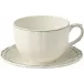 Filet Earth Grey Jumbo Cup & Saucer 11 Oz, 7 1/2" Dia