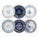 Les Depareillees Blue Dessert Plates Assorted 9 1/4" Dia, Set of 6