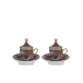 Oriente Italiano Castagna Coffee Cup With Plate And Cover, Set For Two Impero