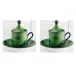 Oriente Italiano Malachite Coffee Cup With Plate And Cover Set, For Two Impero