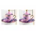 Oriente Italiano Azalea Coffee Cup With Plate And Cover Set, For Two Impero