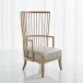 Spindle Wing Chair Grey Leather