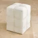 Belted Poof Ivory Hair on Hide Leather