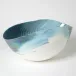Ivory Turquoise Feather Swirl Oval Bowl