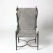 Iron Wing Chair w/Grey Hair on Hide