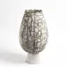 Crackled Footed Vase Black Raku Large
