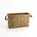 Soft Woven Leather Basket Putty Small